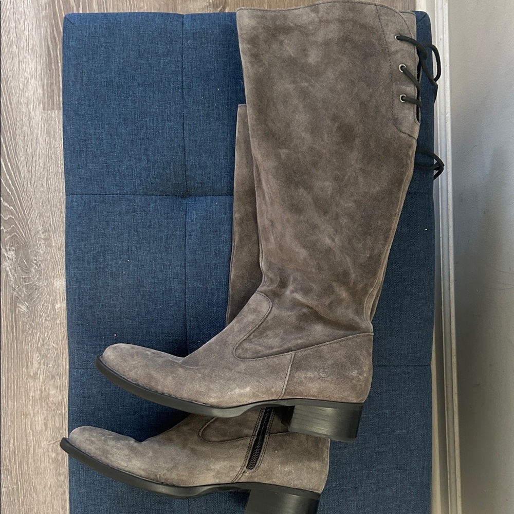 Born Women's Lace Up Gray Suede Boots